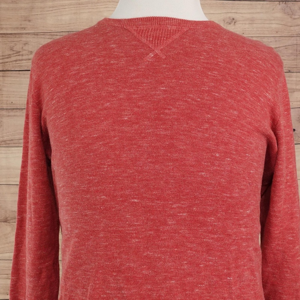 J Crew Sweater Mens M Red Crew Neck Pullover 100% Cotton Knit Long Sleeve